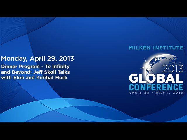 Title card for the Milken Institute dinner of 29 April 2013. The program name is printed. No one is pictured.